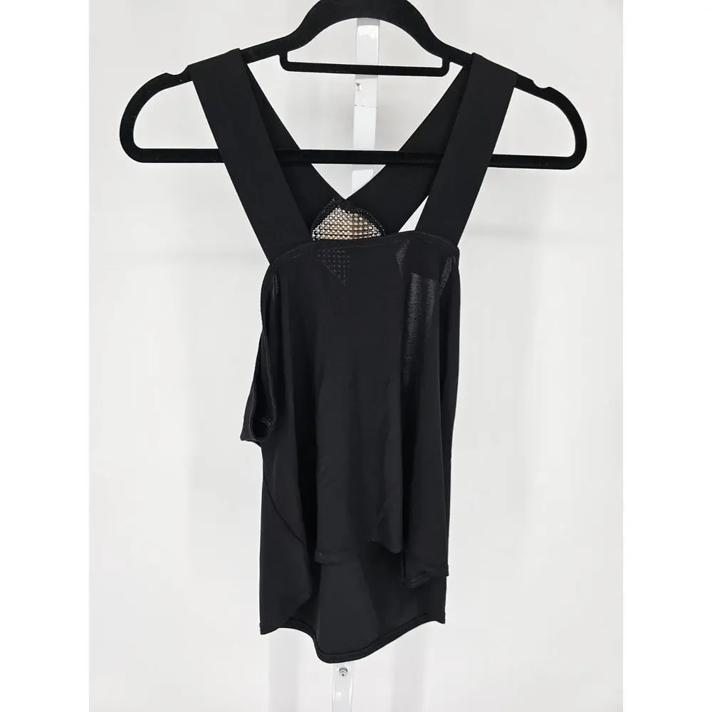 Vtg Y2K M&Co Womens Sz 18 Sleeveless Blouse Black w/ Rhinestone Front Party - Picture 4 of 4